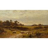 Alfred Augustus Glendenning (c.1840-c.1910) British. "On Wilmington Common, Kent", with a Shepherd