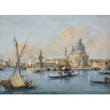 Giacomo Guardi (1764-1835) Italian. A Scene on the Grand Canal, Venice, with Santa Maria della
