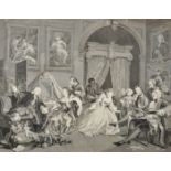 After William Hogarth (1697-1764) British. "Marriage a- la - Mode", Engraving, Unframed, 13.75" x