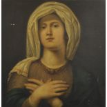 Attributed to Wilhelm Friedrich Von Schadow (1788-1862) German. "Madonna", Oil on Panel, Inscribed