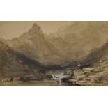 Philip Mitchell (1814-1896) British. "Tavy Cleave, Dartmoor", A River Landscape, Watercolour, Signed