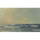 Attributed to Julius Olsson (1864-1942) British. Coastal Rollers with Seagulls overhead, Oil on