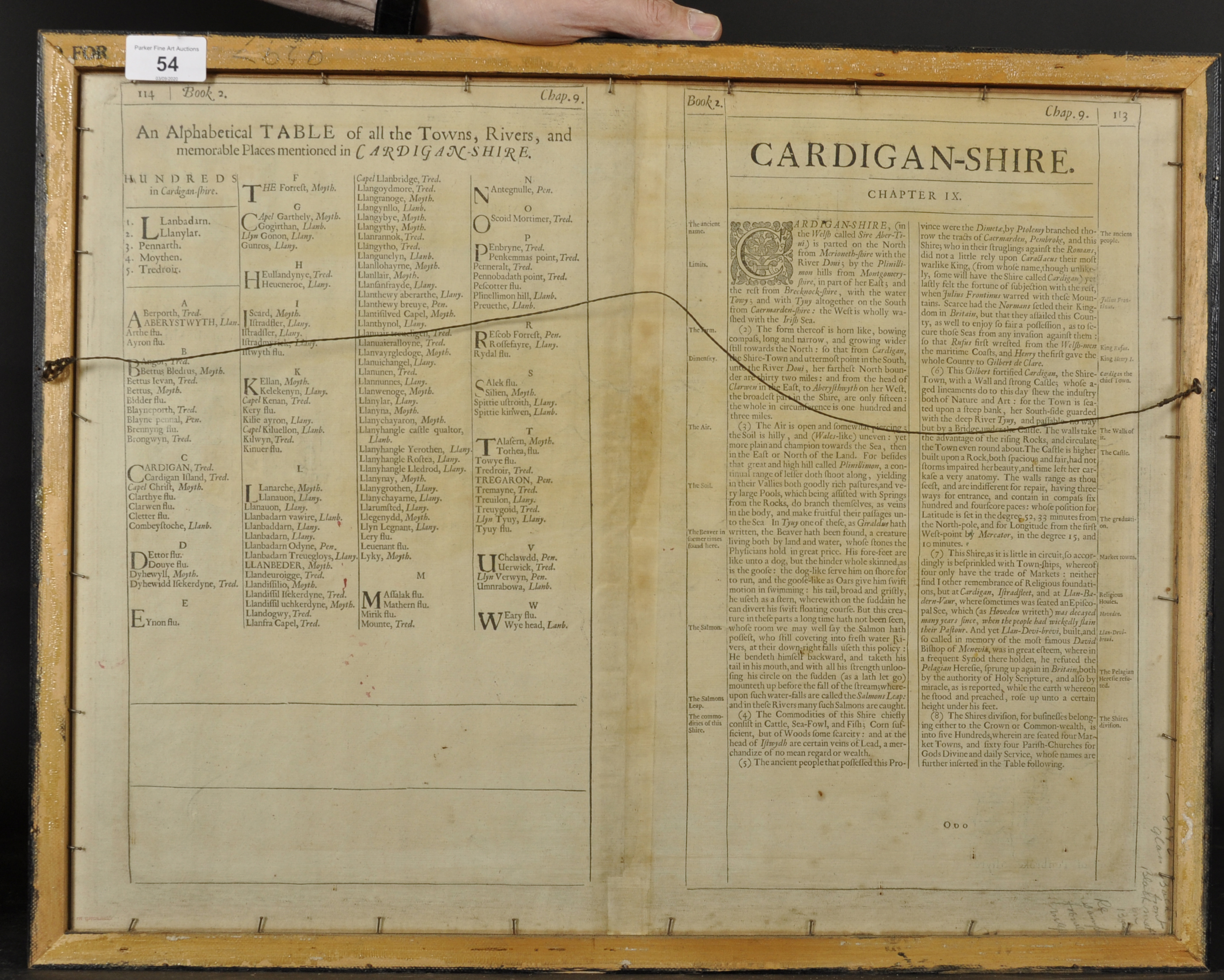 John Speede (1552-1629) British. "Cardigan, Shyre", Map in Colours, 15" x 19.75" (38.1 x 50.1cm). - Image 6 of 6