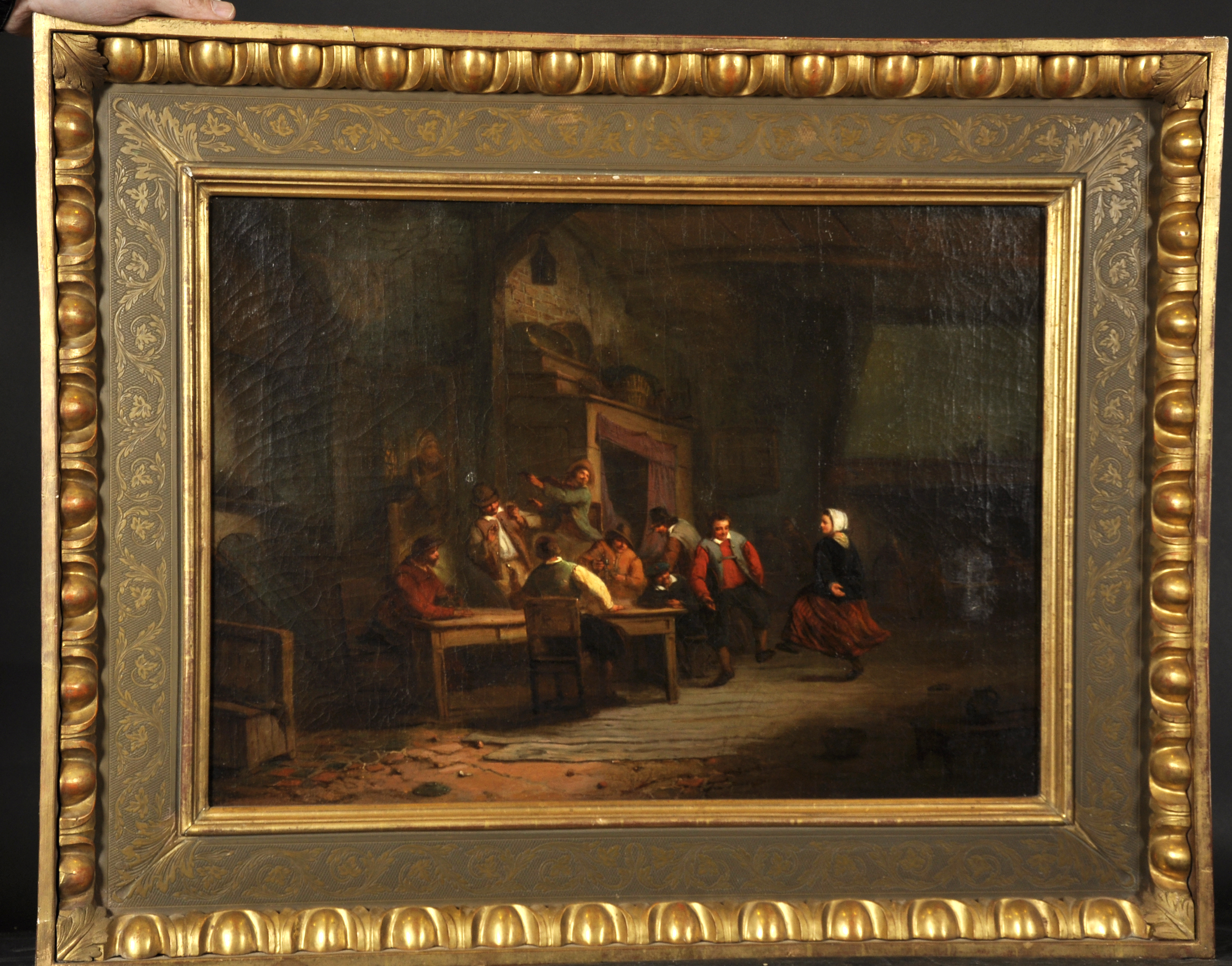 Early 19th Century Dutch School. A Tavern Scene, with Figures Dancing, Oil on Canvas, 17.5" x 24. - Image 2 of 3