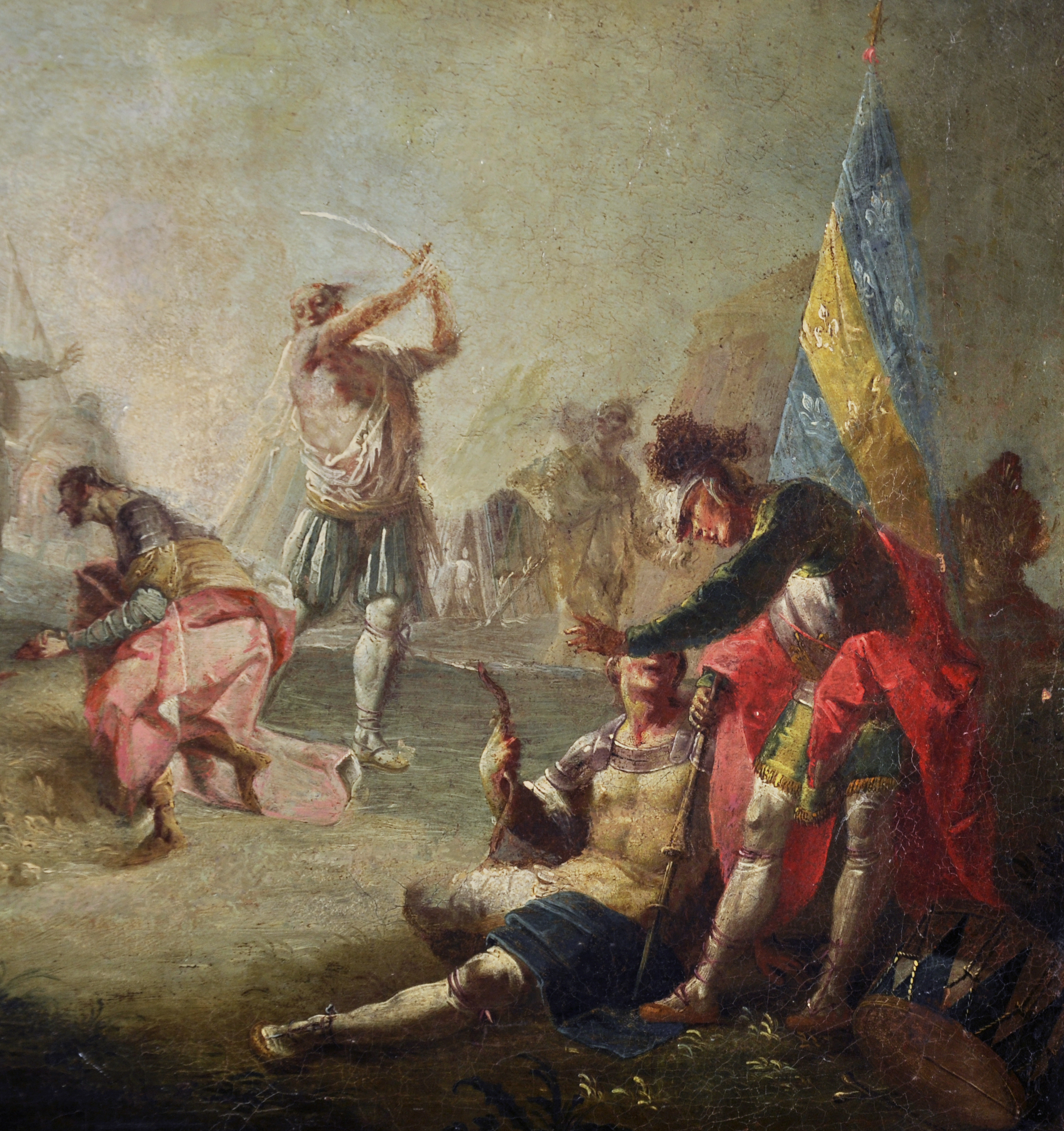 Early 18th Century Italian School. A Battle Scene, Oil on Canvas, Unframed, 15" x 21" (38.1 x 53. - Image 6 of 7