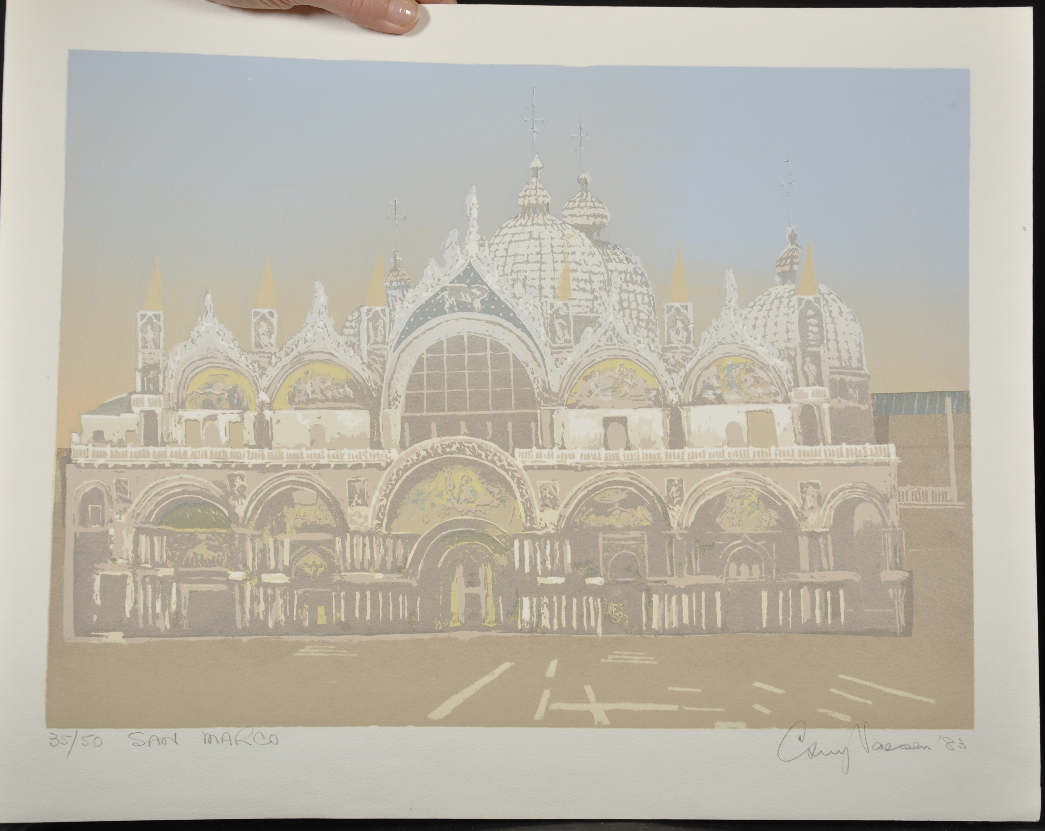 Hubert John Guy Vaesen (1912-2002) Belgian/British. "San Marco", Silk Screenprint, Signed, - Image 2 of 4