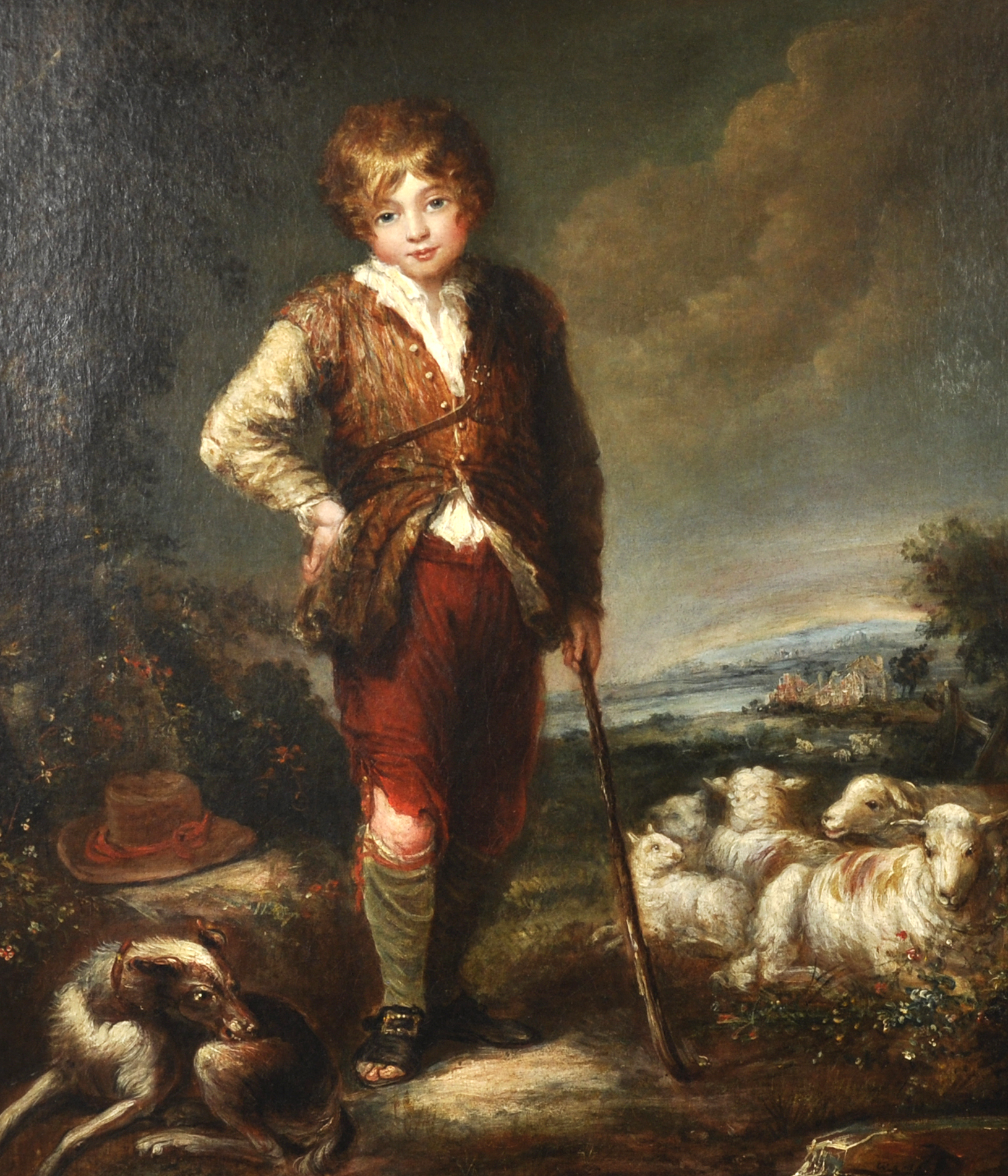 William Roth (fl.1768-1777) British. A Young Shepherd Boy with His Flock, a Dog by His Side, in a