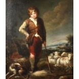 William Roth (fl.1768-1777) British. A Young Shepherd Boy with His Flock, a Dog by His Side, in a