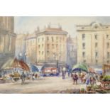 L... M... Rowey (20th Century) British. "Brussels", a Market Street Scene, Watercolour, Signed,