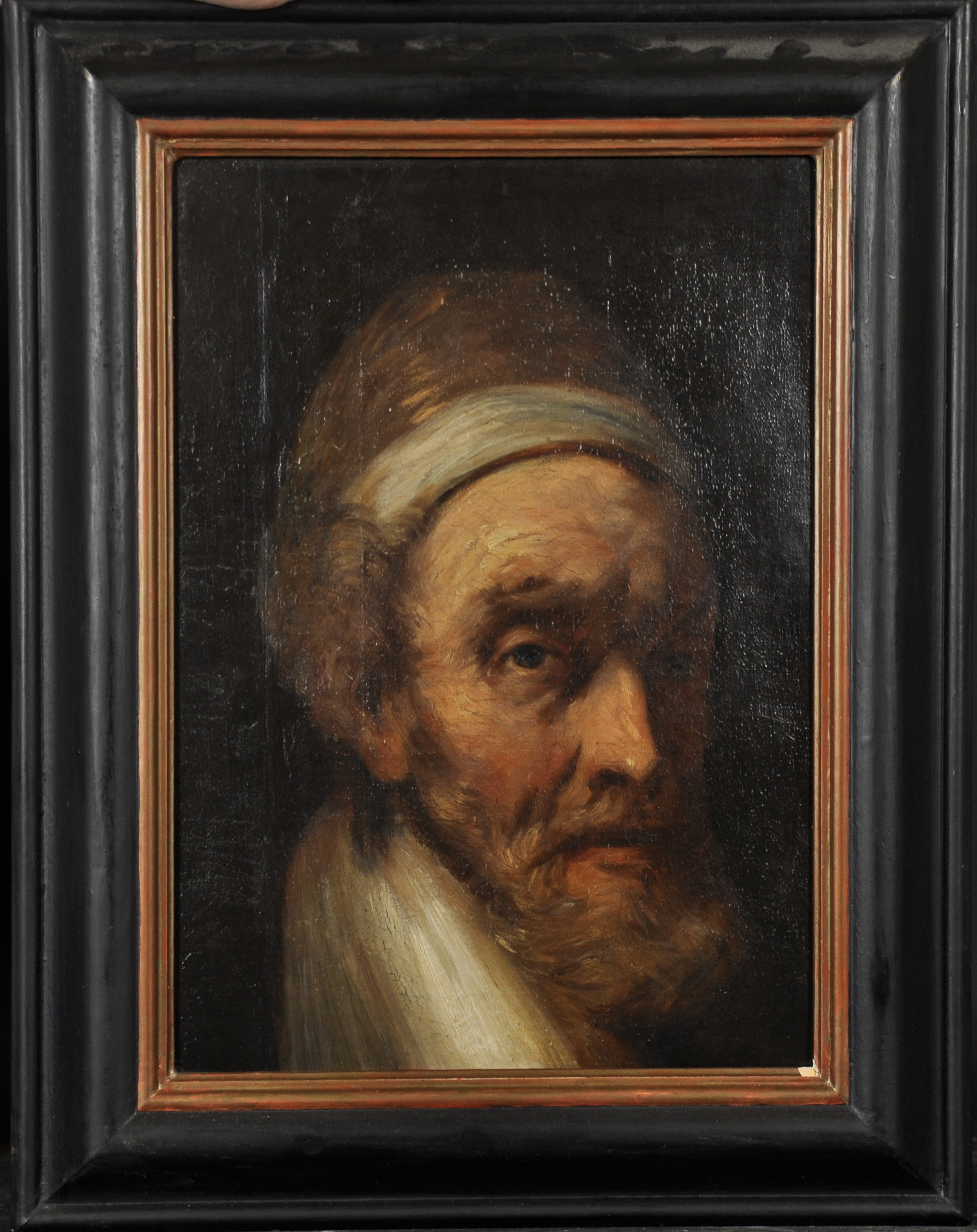 19th Century Dutch School. Portrait of a Bearded Man, Oil on Canvas, a Fragment, 15.25" x 10.75" ( - Image 2 of 3