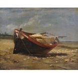 Edouard Frere (1819-1886) French. A Beached Sailing Vessel, Oil on Canvas, Signed and Dated '69,