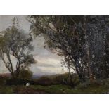 John Noble Barlow (1861-1917) British. A Landscape with a Figure, Oil on Canvas, Signed, 10.25" x