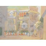 John F Mead (19th - 20th Century) British. "Design for Indian Street Scene", Mixed Media, Signed and