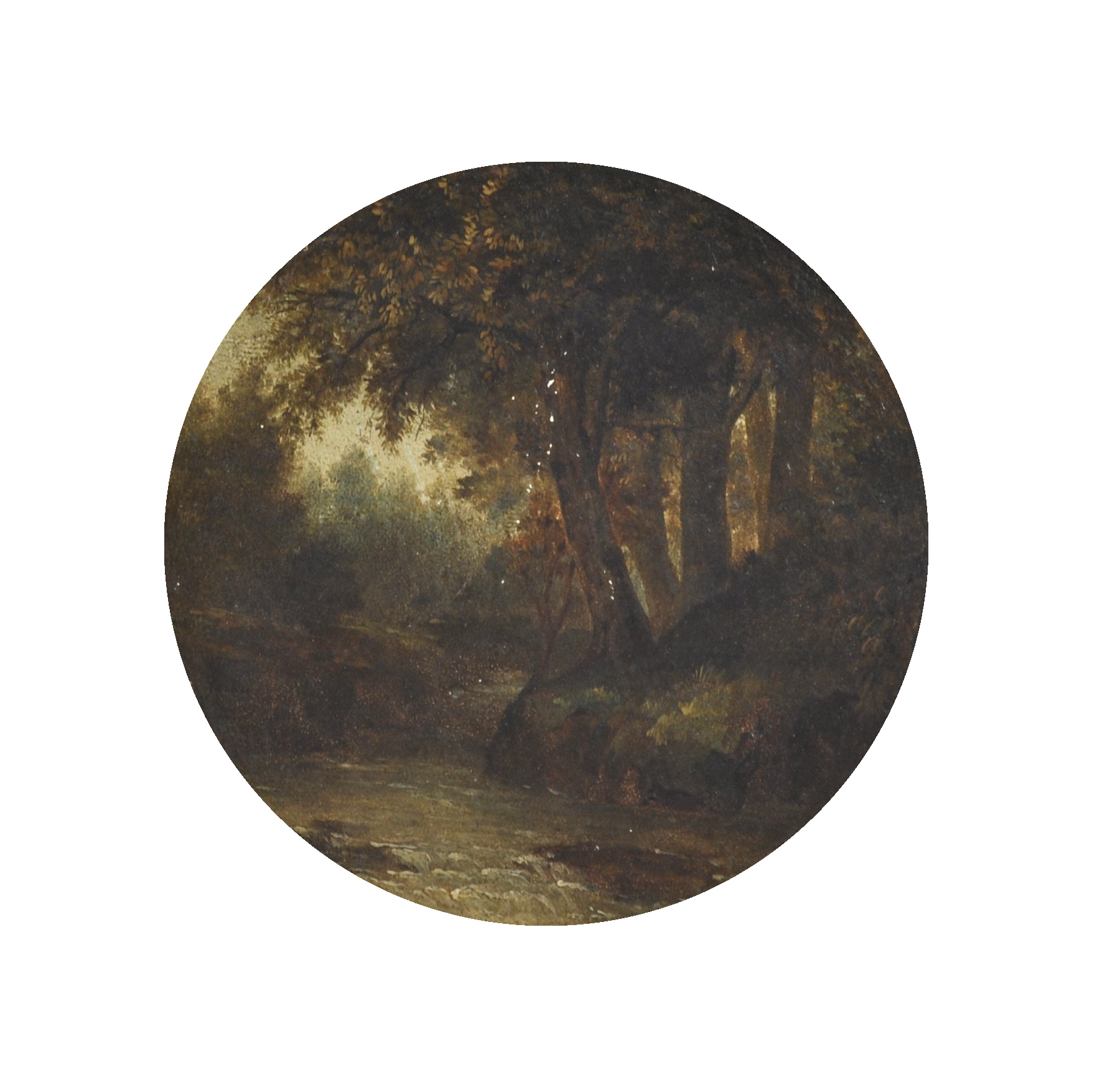 18th Century Dutch School. A Wooded River Landscape with Figures on a Path, Oil on Panel,