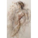 Gary Benfield (1965- ) British. A Semi Naked Female, Mixed Media, Signed in Pencil, 30" x 21.5" (