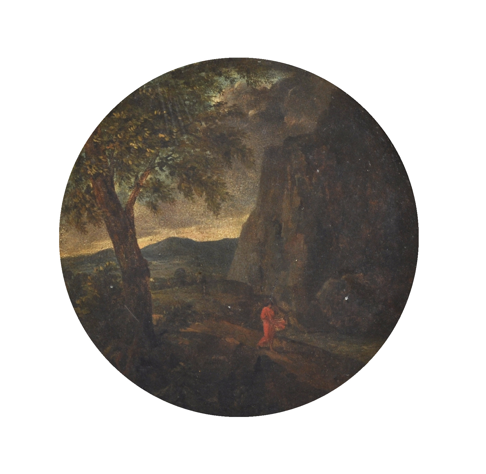 18th Century Dutch School. A Wooded River Landscape with Figures on a Path, Oil on Panel, - Image 2 of 5