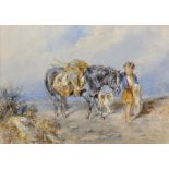 John Frederick Tayler (1802-1889) British. A Young Boy with a Pony and Dog, Watercolour,