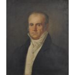 Early 19th Century French School. Bust Portrait of a Man, Oil on Canvas, in a French Empire Frame,