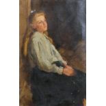 Attributed to Anders Leonard Zorn (1860-1920) Swedish. Study of a Young Girl, Oil on Canvas, 12.5" x