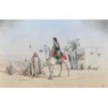 A... M... (19th - 20th Century) European. A Middle Eastern Scene, with a Man on a Horse,