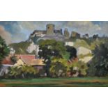 Fyffe Christie (1918-1979) British. "Corfe Castle, Dorset", Gouache, Inscribed on a label on the