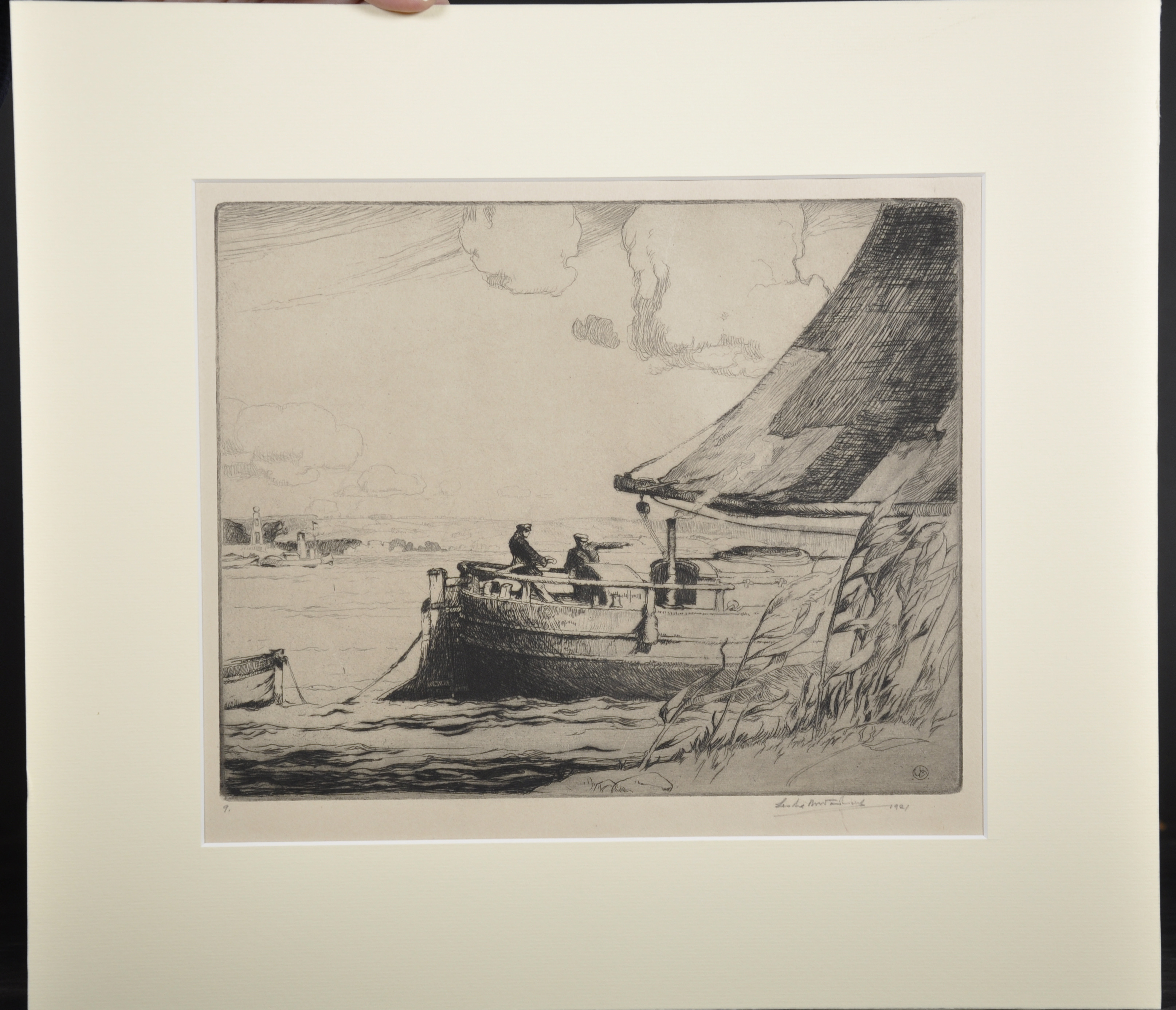 Leslie Moffat Ward (1888-1978) British. "A Sloop on the Humber", Etching, Signed, Dated 1921 and - Image 2 of 4
