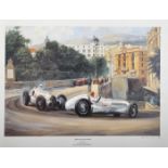 Alan Fearnley (1942- ) British. "There's Only One Winner", Motor Racing at Monaco, Lithograph,