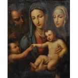 Late 17th Century Italian School. The Madonna and Child, with Attendants, Oil on Canvas, Unframed,