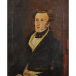 Early 19th Century English School. A Provincial Portrait of a Man, Seated in an Interior, Oil on