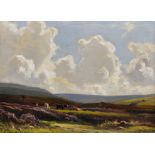 Ernest Higgins Rigg (1868-1947) British. "On the Yorkshire Moors", with Cattle Grazing, Oil on