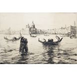 Thiel (20th Century) European. Gondolas on the Grand Canal, Etching, Signed in Pencil and Numbered