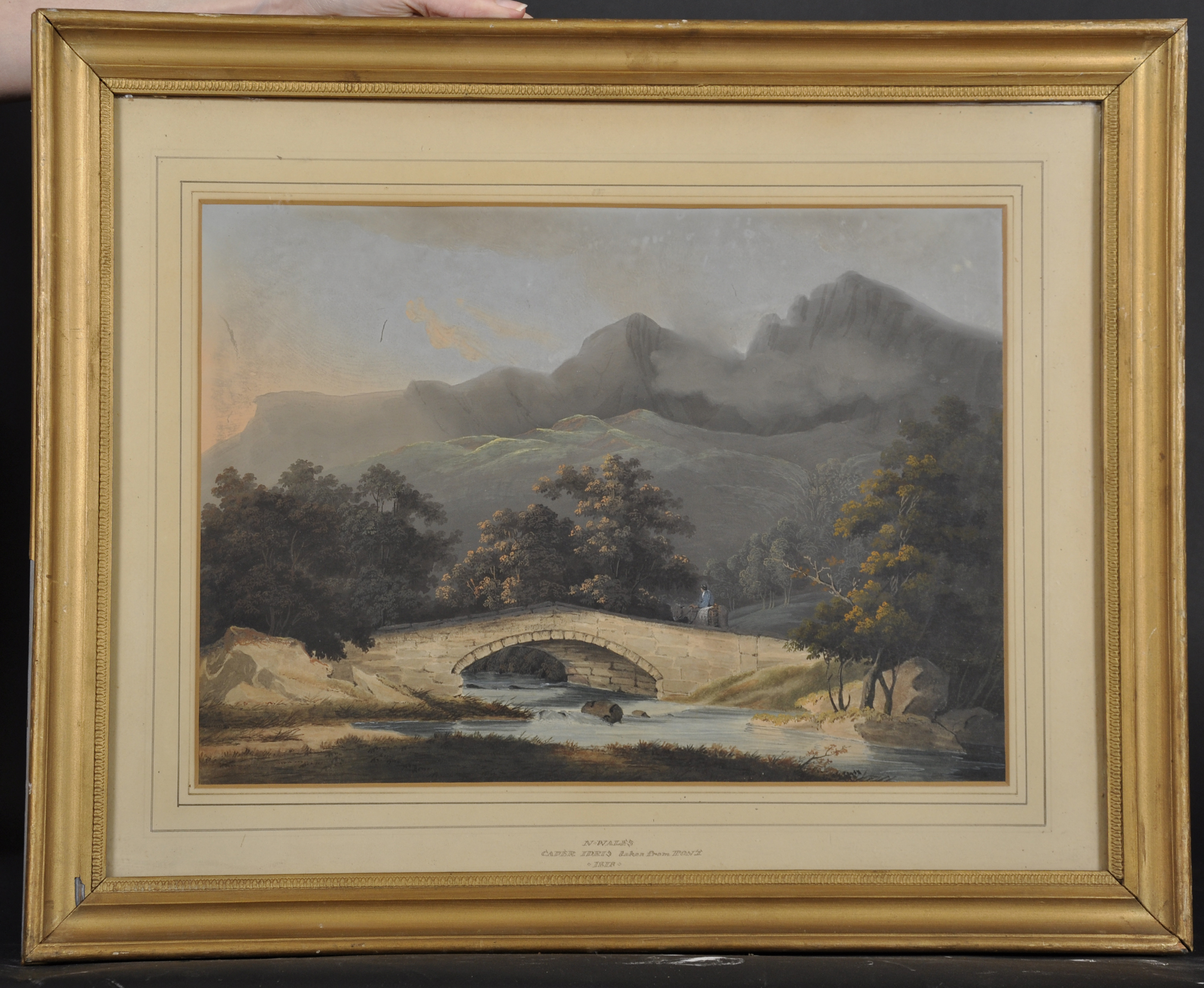 19th Century English School. "N. Wales, Cader Idris, taken from Pont", Gouache, Inscribed and - Image 2 of 4