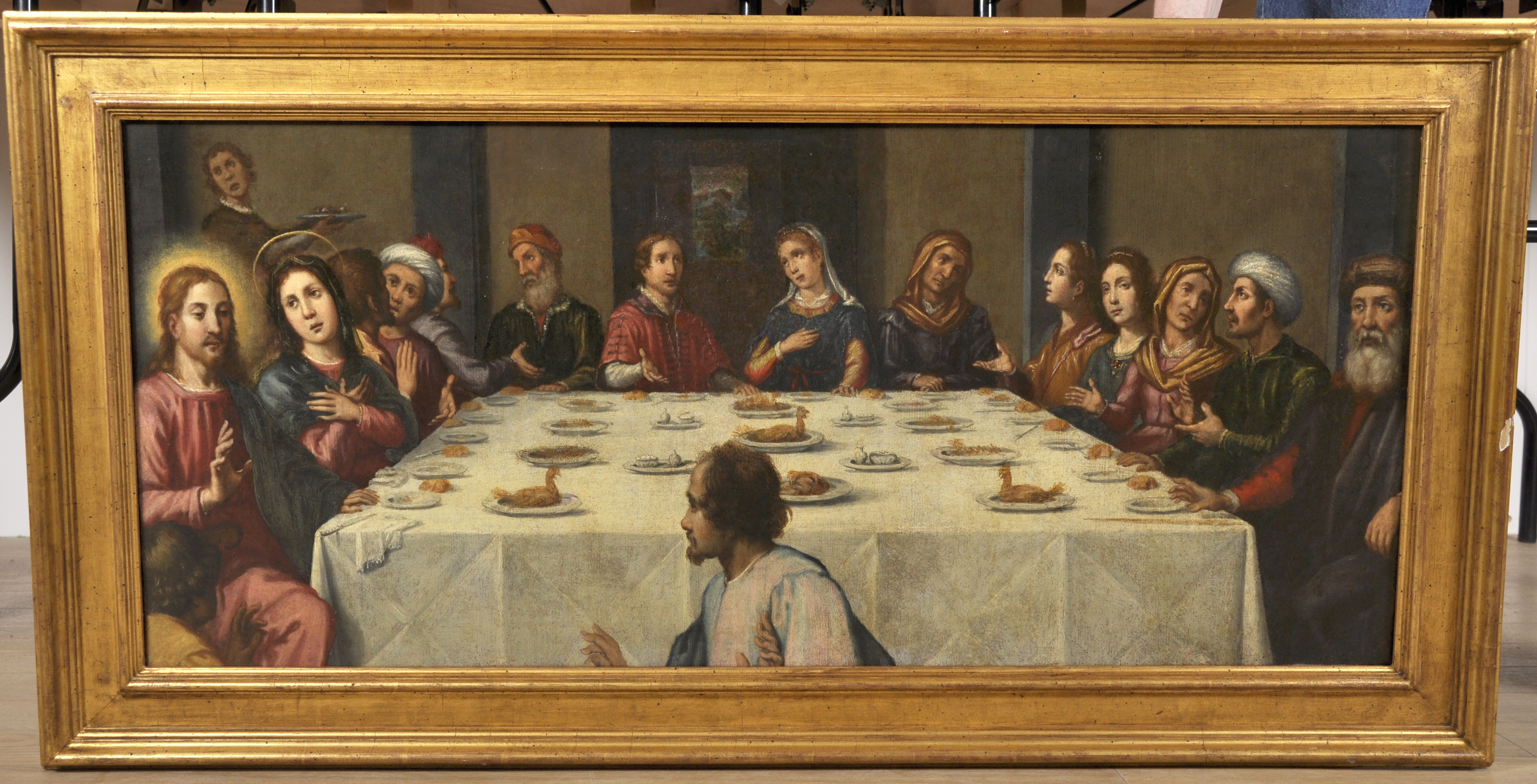 Circle of Jacopo Chimenti da Empoli (1551-1640) Italian. 'The Wedding Feast at Cana' Oil on - Image 2 of 5