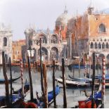 Mitro (1957- ) French. A Venetian Scene, with Moored Gondolas, Oil on Canvas, Signed, and Signed