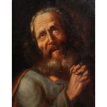 18th Century Italian School. Bust Portrait of a Praying Saint, Oil on Canvas, 22" x 18" (56 x 45.