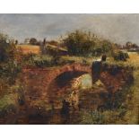 Robert Tonge (1823-1856) British. Study of a Bridge, Possibly on the Wirrall, Oil on Board,