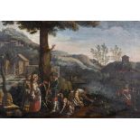 Late 17th Century Italian School. Figures Conversing in an Italianate Landscape, Oil on Canvas, 16.