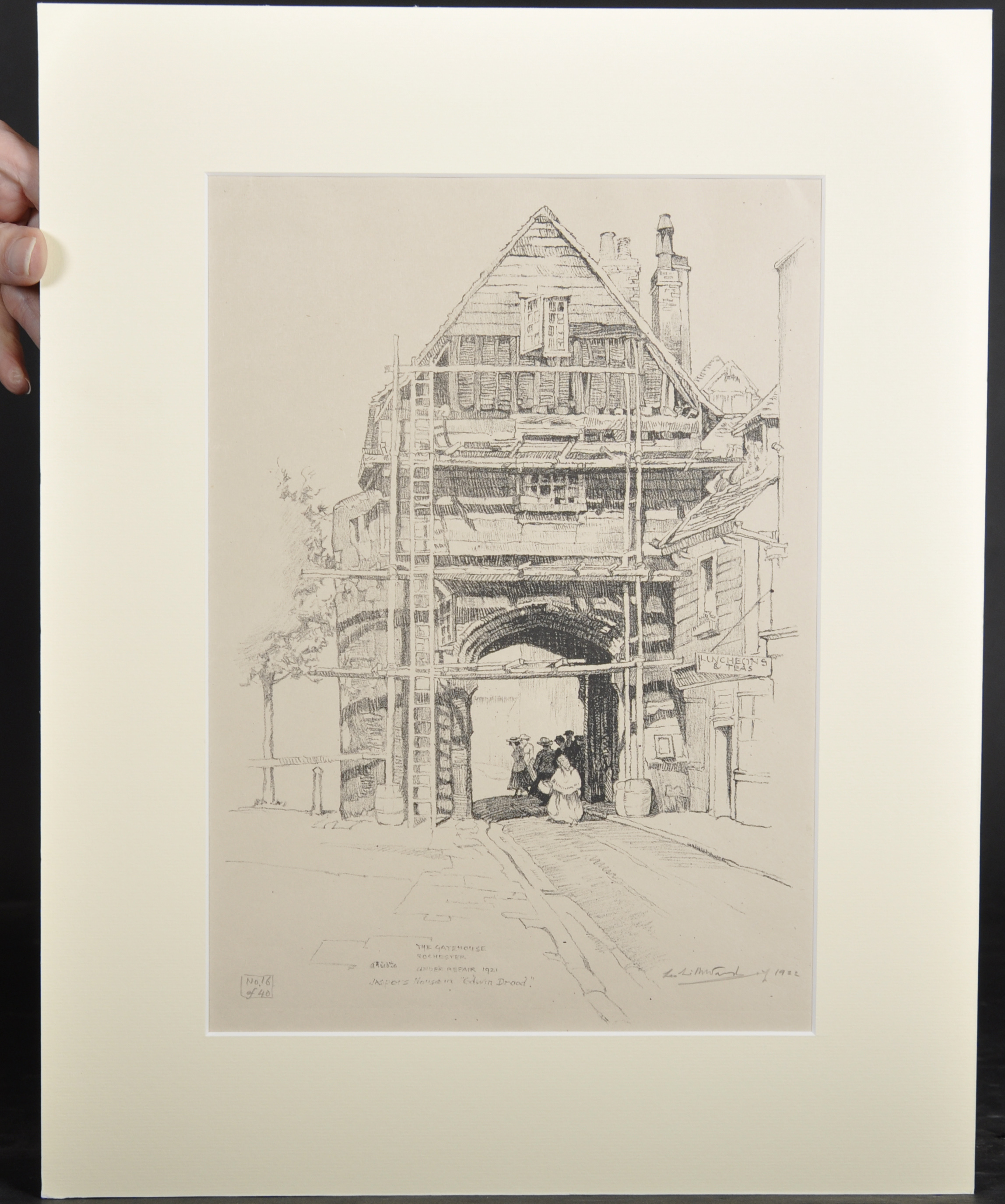 Leslie Moffat Ward (1888-1978) British. "The Gatehouse, Rochester", Lithograph, Signed, Dated 1922 - Image 2 of 4