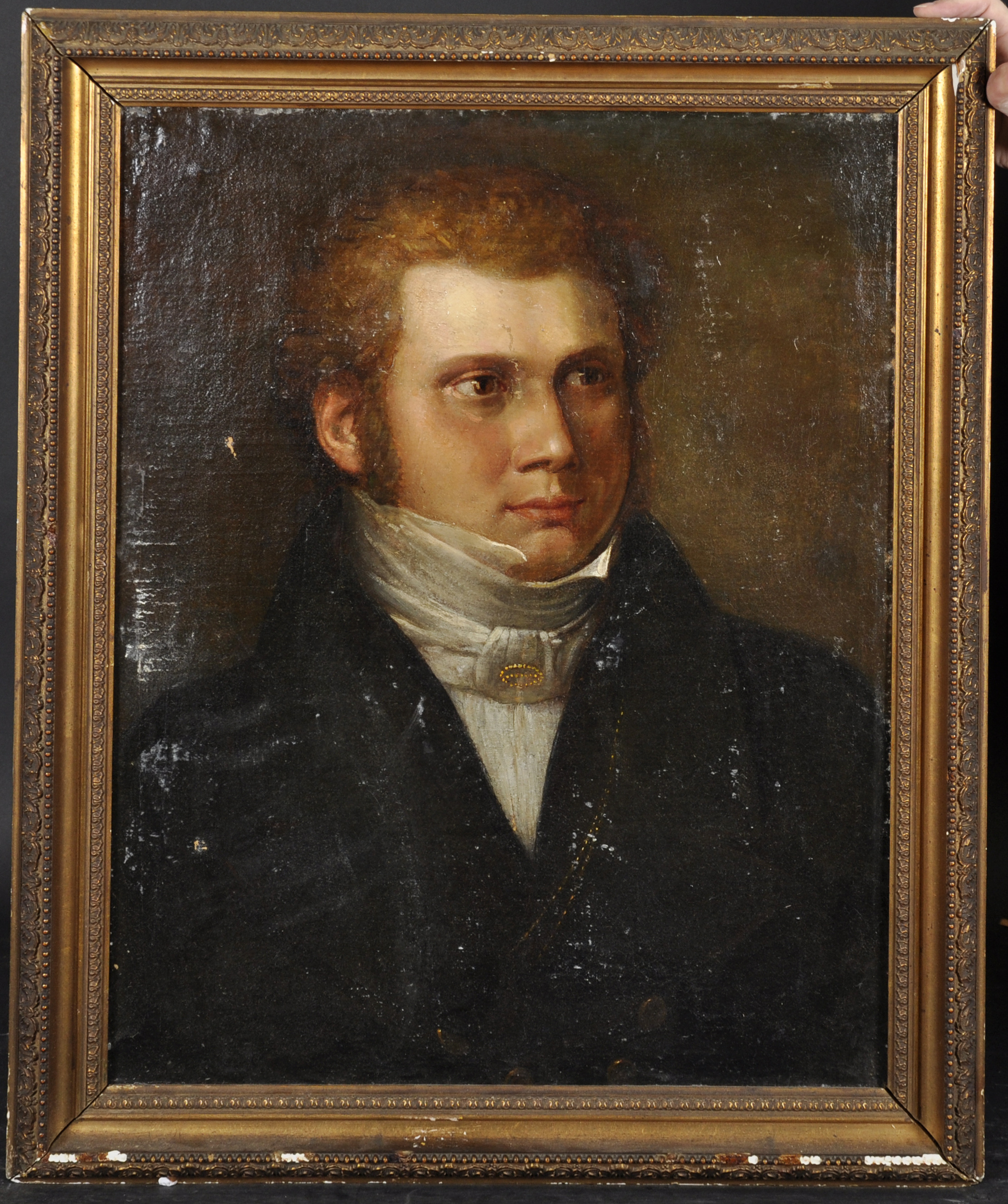 Late 18th Century English School. A Bust Portrait of a Man, Oil on Canvas, 24.75" x 19.25" (63 x - Image 2 of 3