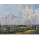 James Allan Hill (1903-1985) British. "Breezy Morning, Leyland, Lancs", an Extensive Landscape,