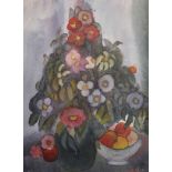 Jablonski (20th Century) Russian. Still Life with Flowers in a Vase, and a Bowl of Fruit,