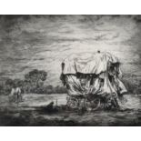Augustus John (1878-1961) British. "The Caravan", Etching, Signed in Pencil, 6.25" x 7.75" (16 x