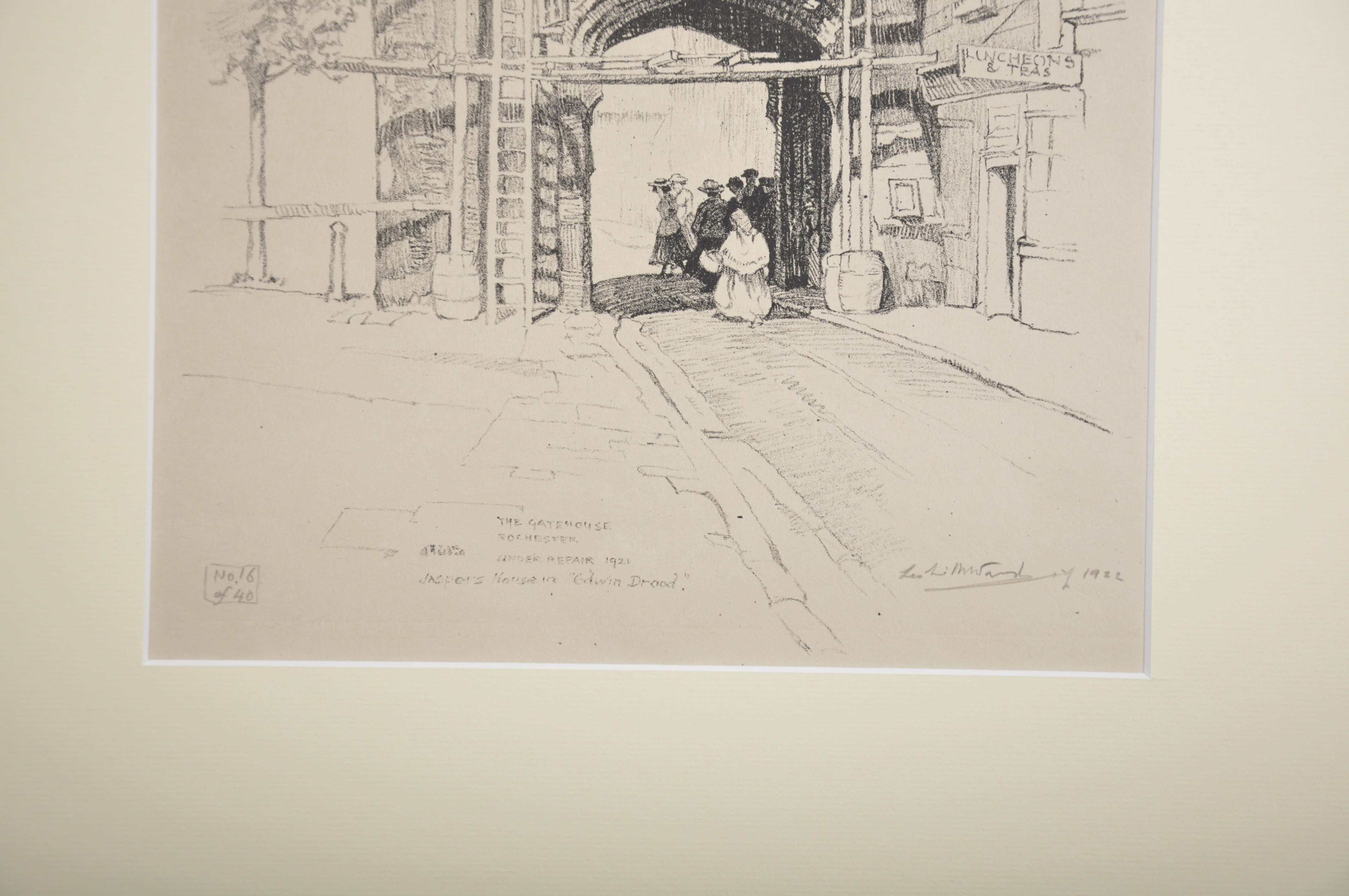 Leslie Moffat Ward (1888-1978) British. "The Gatehouse, Rochester", Lithograph, Signed, Dated 1922 - Image 4 of 4