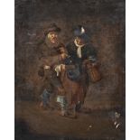 18th Century Dutch School. A Study of Two Figures, Oil on Canvas, Unframed, 14.5" x 11.5" (36.8 x