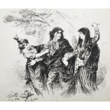 Early 20th Century English School. Sketch of Actors, mounted with the Influencing Print by Sir