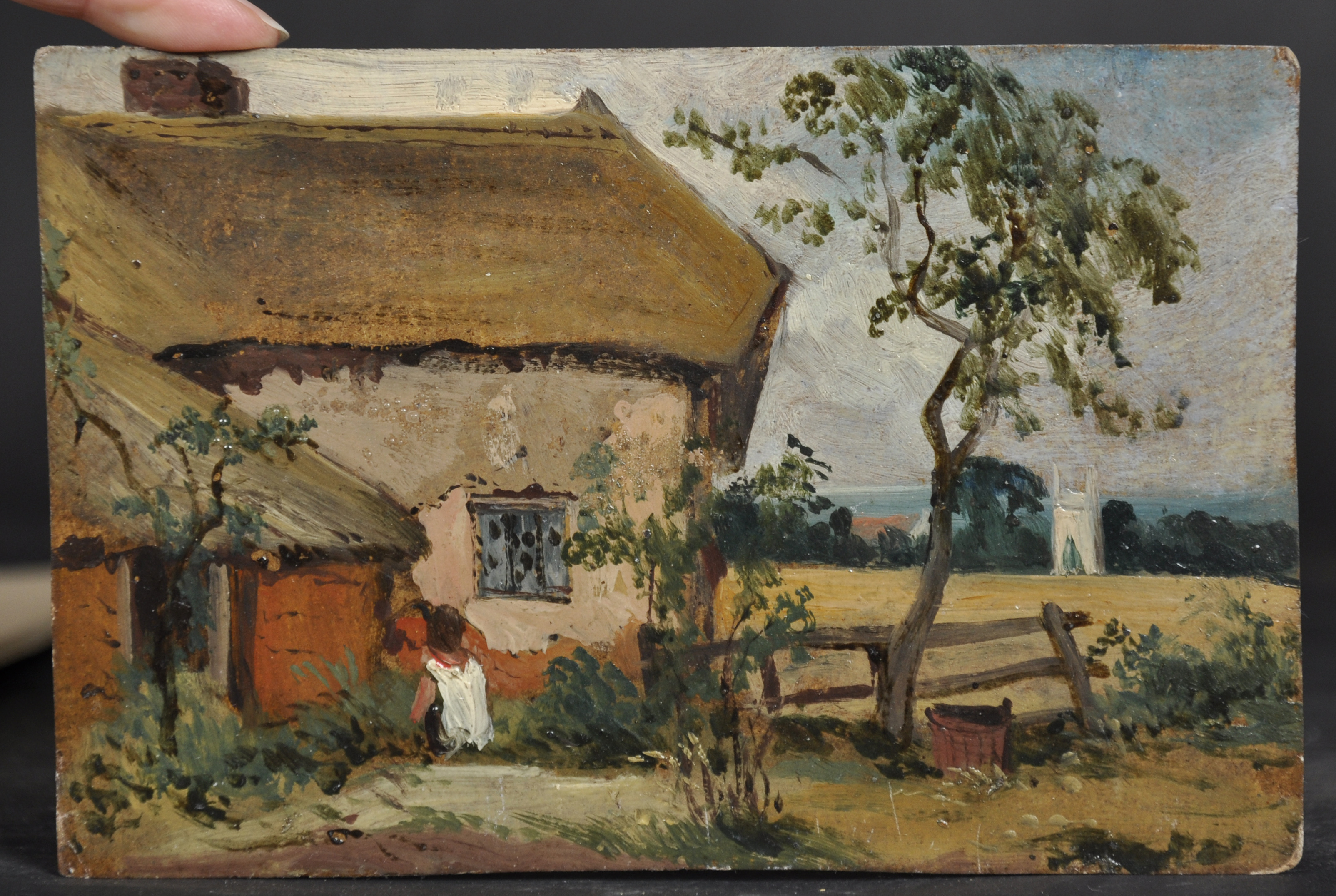 19th Century English School. Study of a Cottage, Oil on Board, Inscribed on the reverse, Unframed, - Image 2 of 3