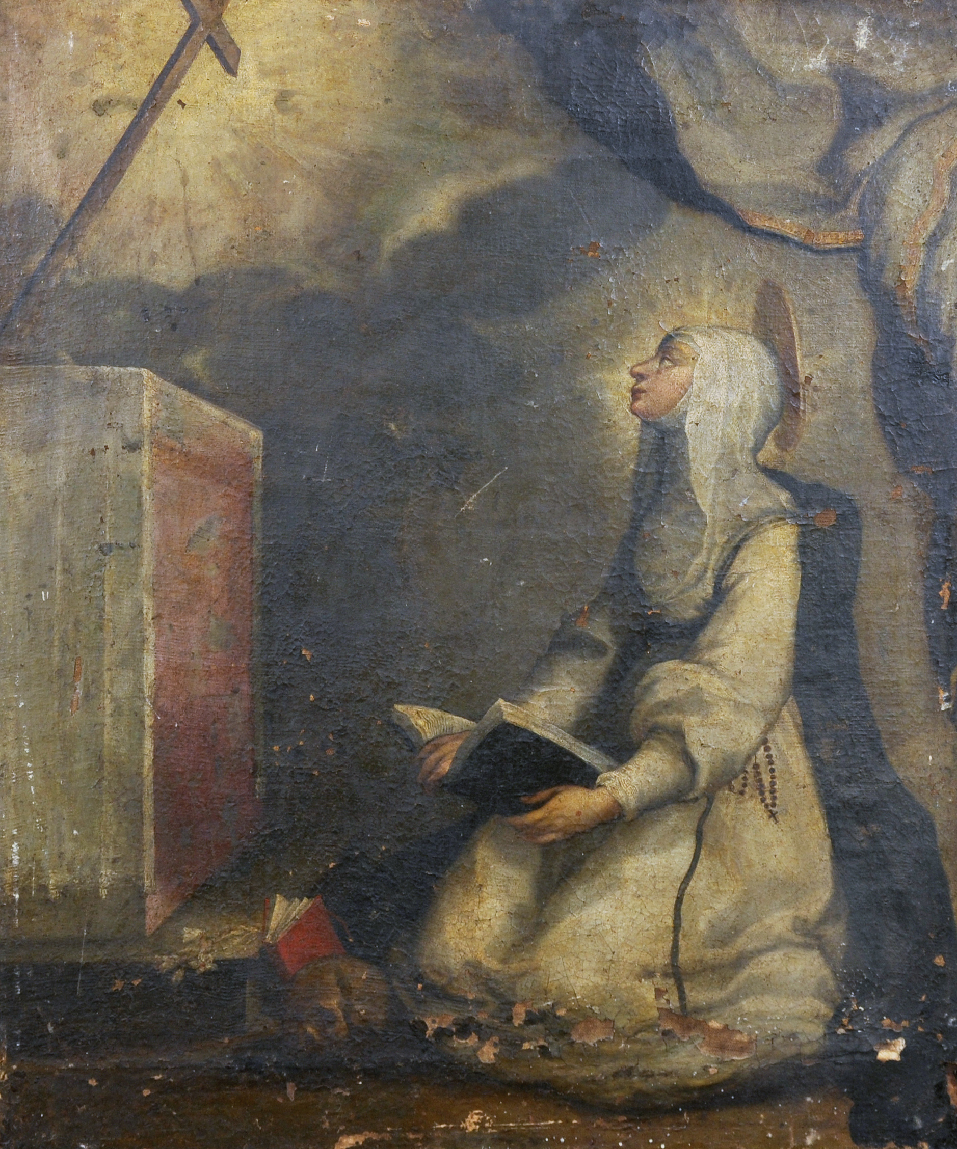 17th Century Italian School. A Praying Nun, Oil on Canvas, Unframed, 36" x 29" (91.5 x 73.5cm).