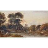 John Varley (1778-1842) British. 'A View of Windsor Castle from the Thames', Watercolour, Signed,