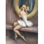 Roberto Santini (Early 20th Century) Italian School. A Seated Ballerina, looking in a Mirror,