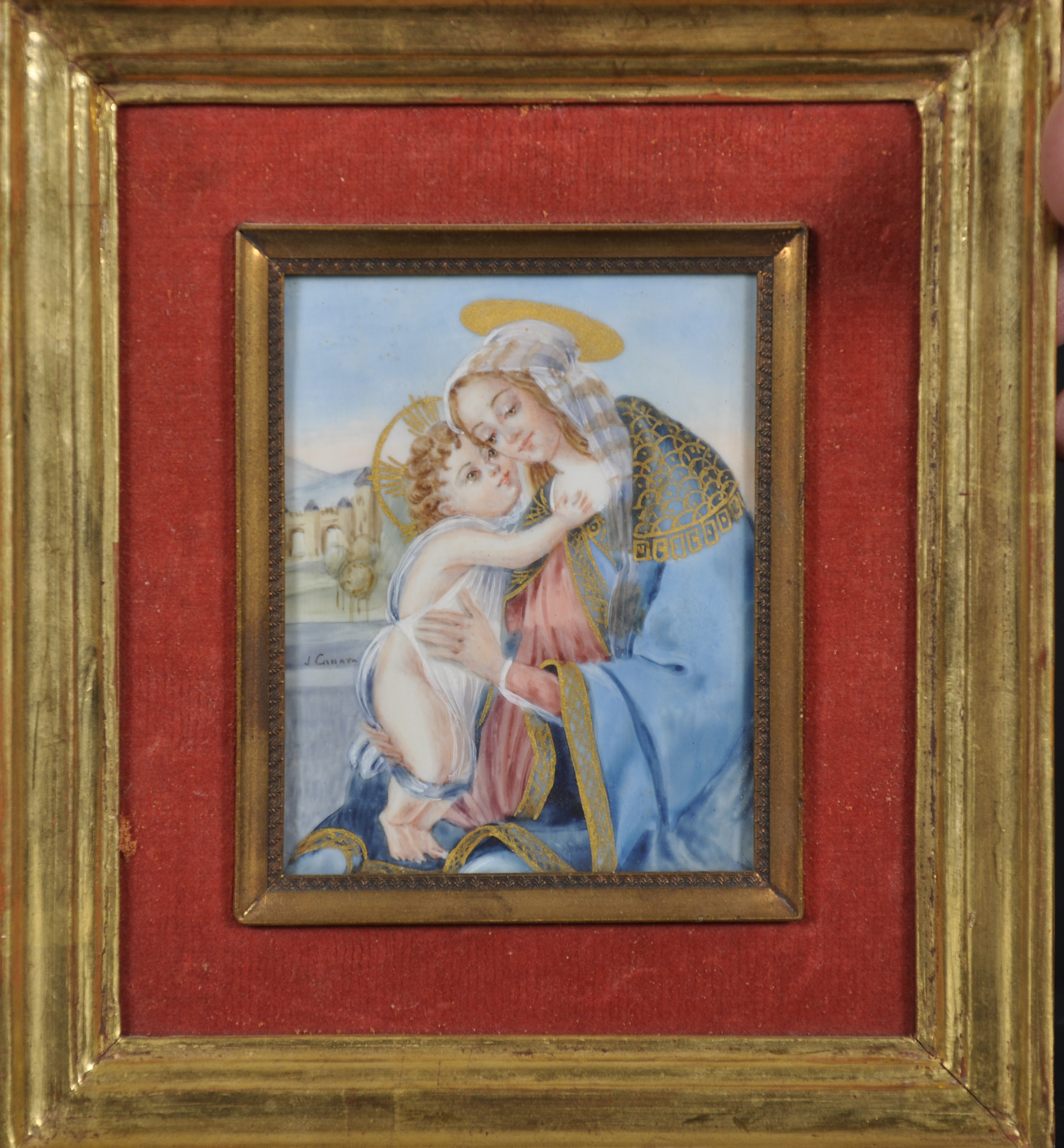 J... Canava (20th Century) Italian. The Madonna and Child, Mixed Media, Signed, 3.25" x 2.5" (8.2 - Image 3 of 5